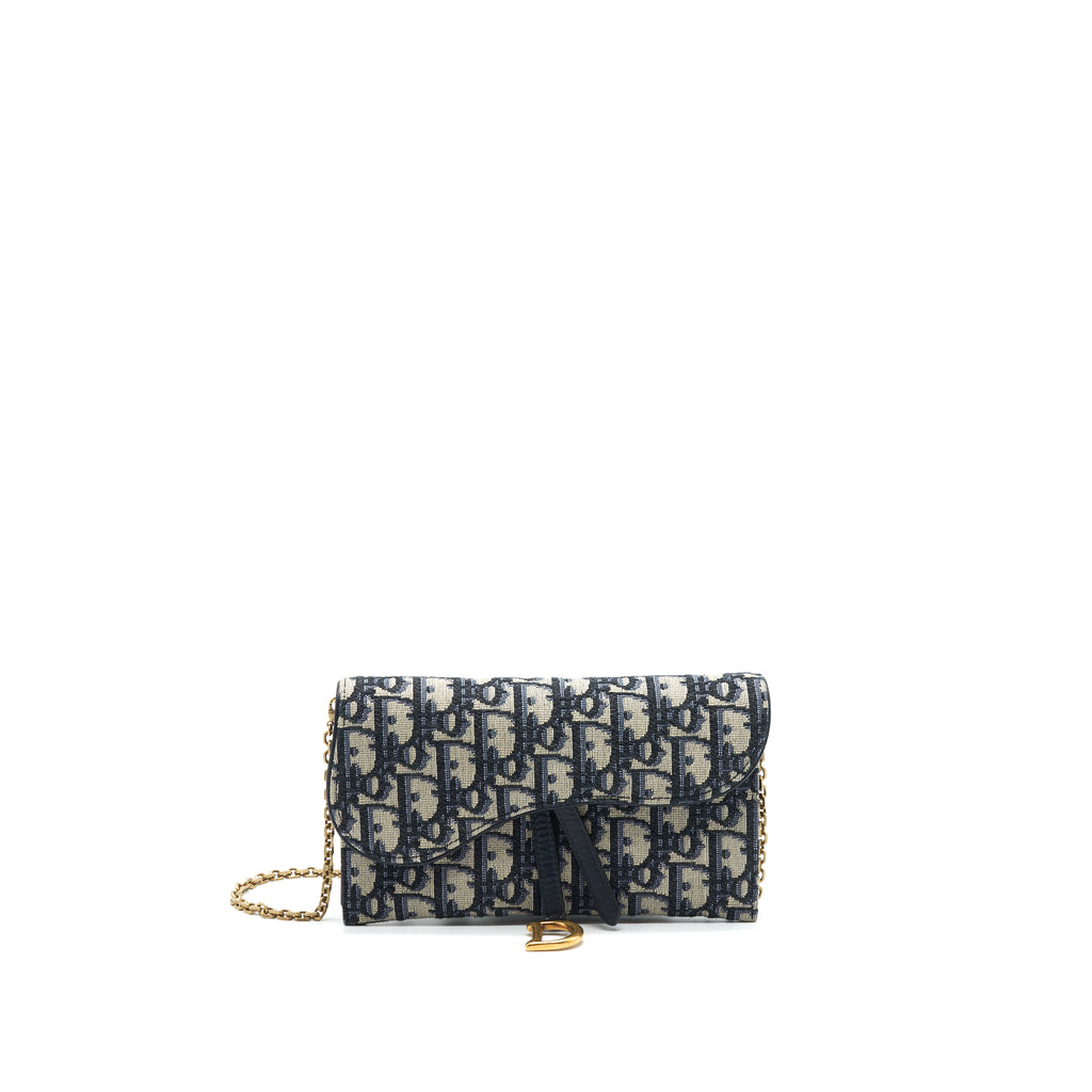 Dior oblique clearance wallet on chain