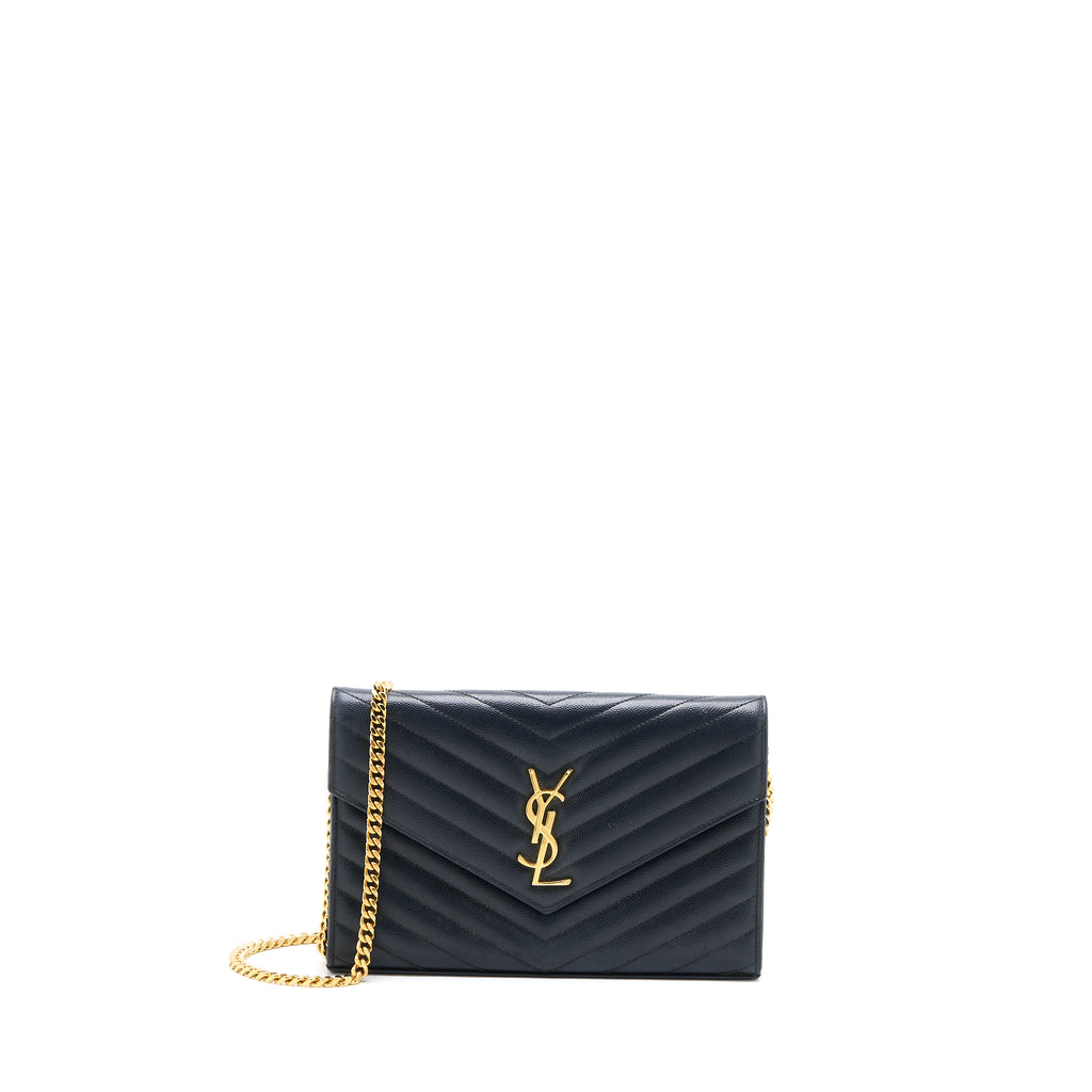 Saint Laurent Ysl Monogram Quilted Envelope Clutch Bag in Purple