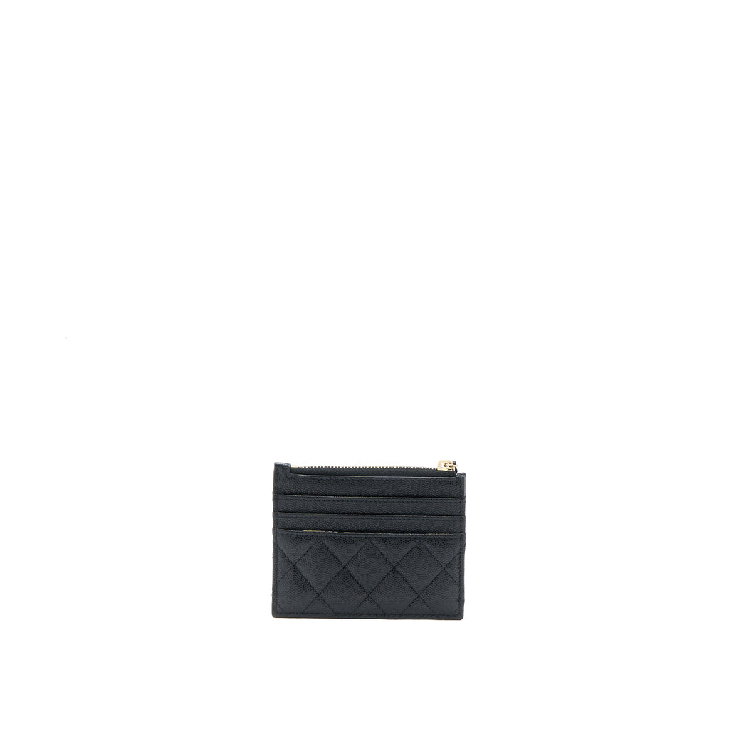 Chanel 23C Zipper Card Holder Caviar Black LGHW (Microchip)