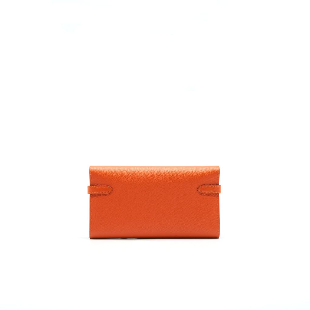 Hermès Orange Chèvre Kelly Long Wallet