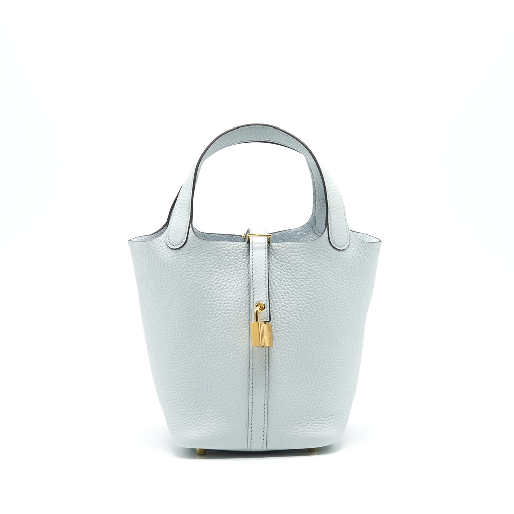 Hermes Picotin Lock 18 Bag J7 Bleu Lin Clemence SHW