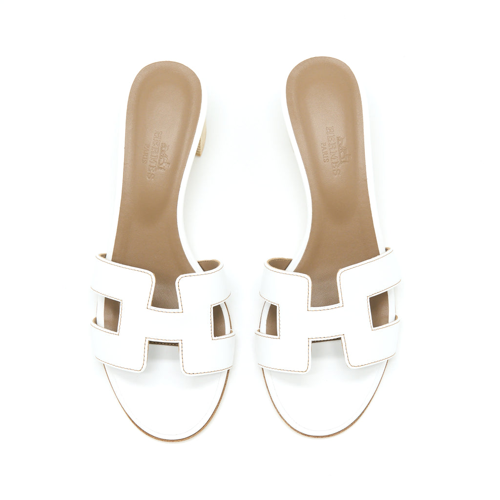 Hermes Size 35.5 Oasis Sandals White