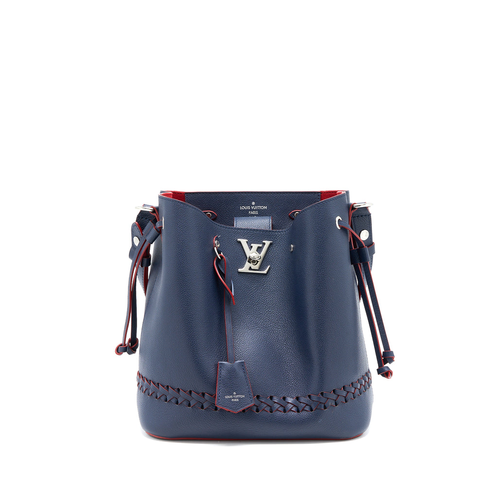 Lv Louis Vuitton Lockme Bucket Calfskin Navy Blue Red M54681