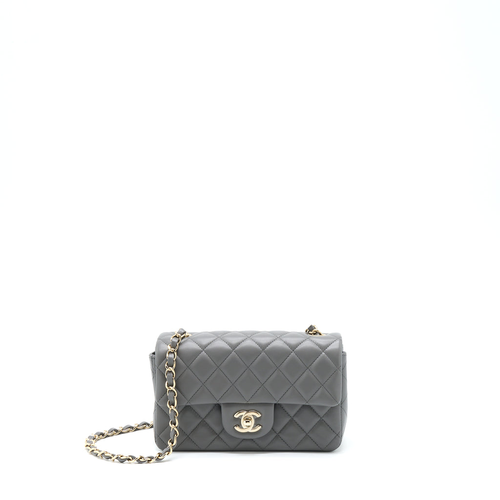 CHANEL Classic Mini Square Flap Bag in 22A Grey Lambskin