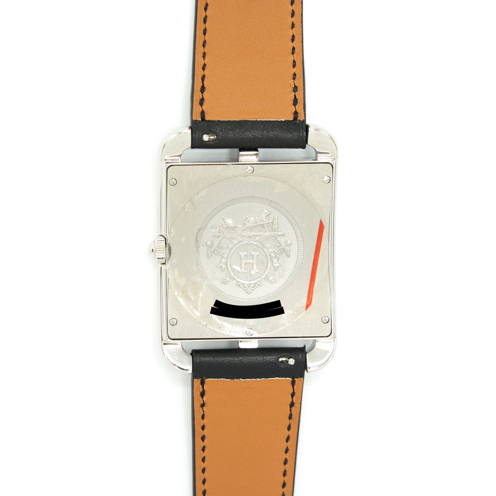 Hermes Cape Cod Steel Watch Medium model 33mm With Black Strap