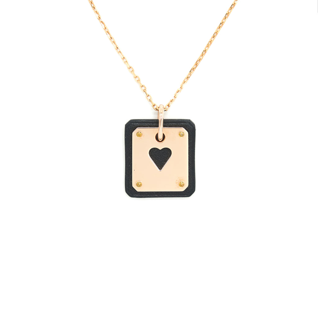 Hermes As De Coeur Pendant, Small Model, Black RGHW