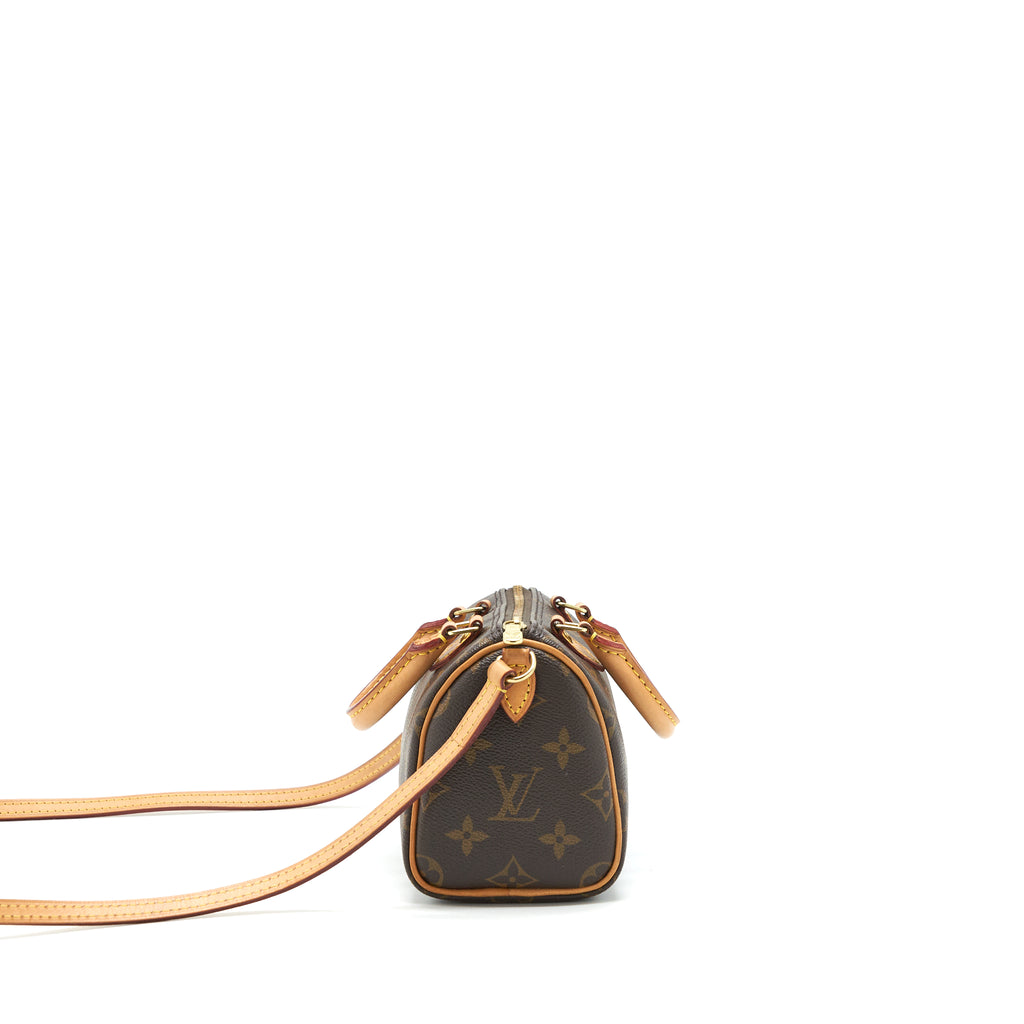 New Authentic Louis Vuitton Nano Speedy Monogram Crossbody Canvas Bag Sold  Out