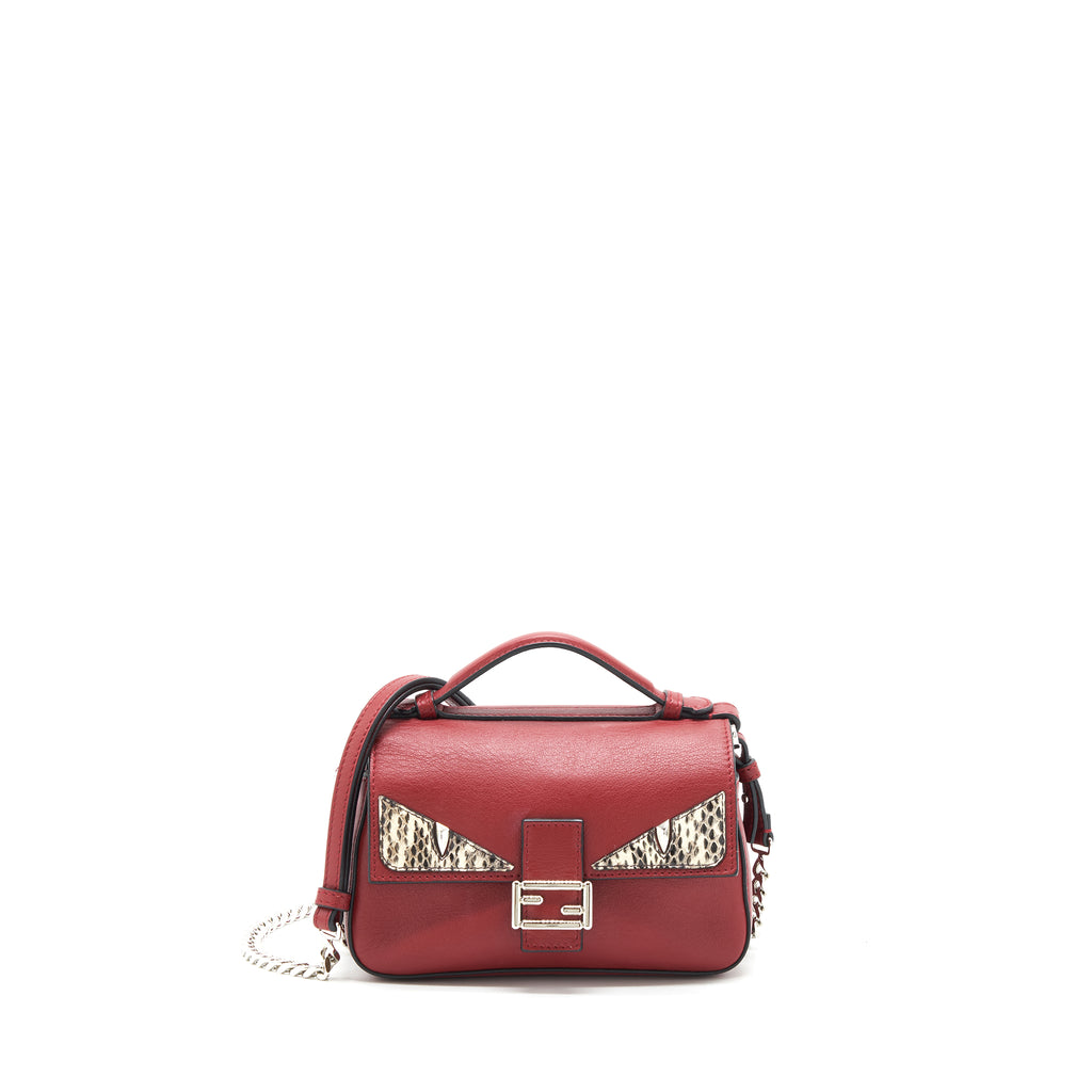 Fendi Micro Monster Baguette Bag red SHW