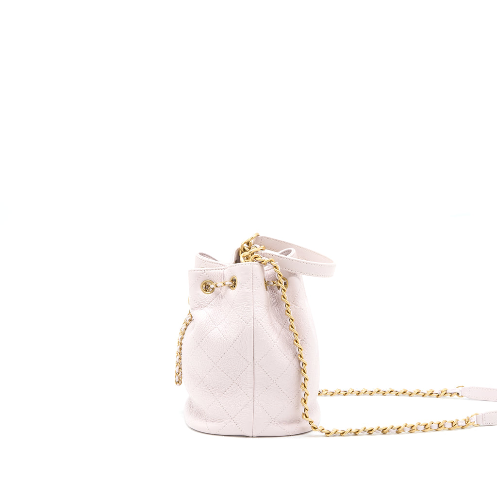 Chanel Drawstring Bucket Bag Lambskin Light Pink GHW