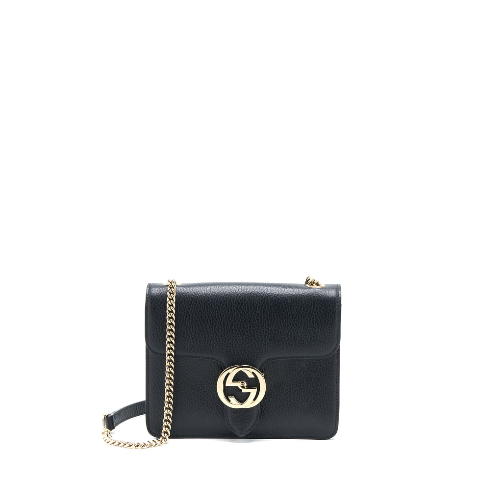 Gucci interlocking leather bag on sale black