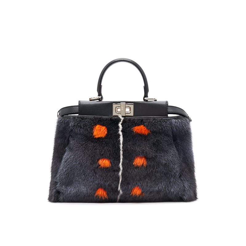 Fendi Mini Peekaboo Mink Fur Leather Bag Strap missing