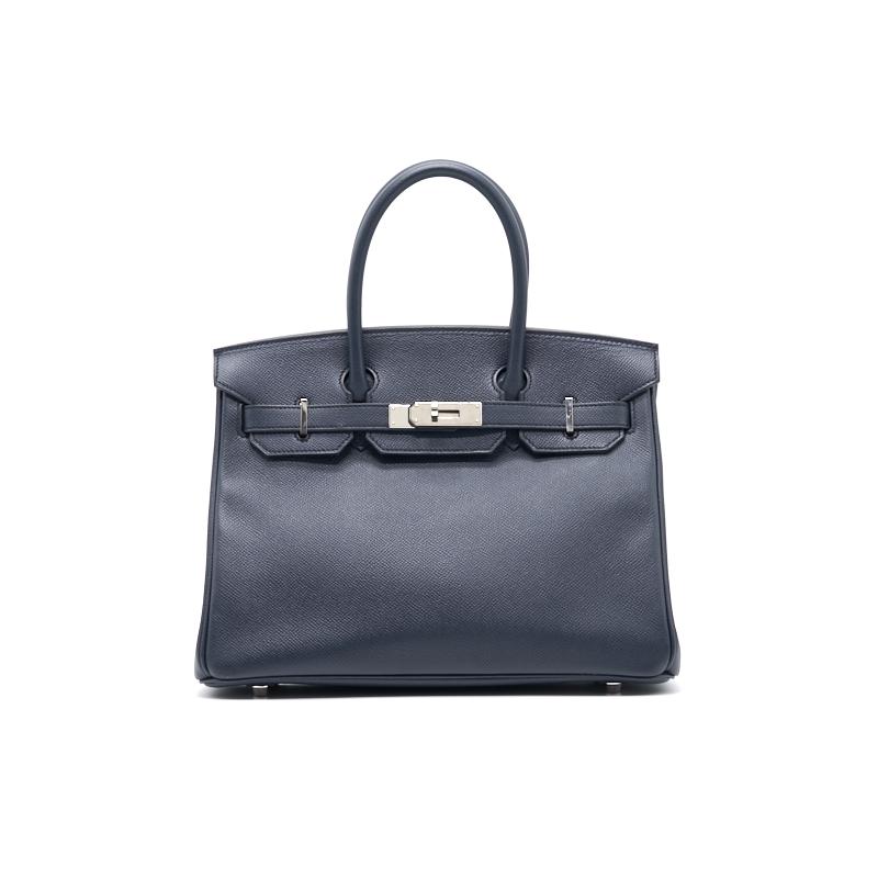 Hermes Birkin bag 35 Blue indigo Epsom leather Silver hardware