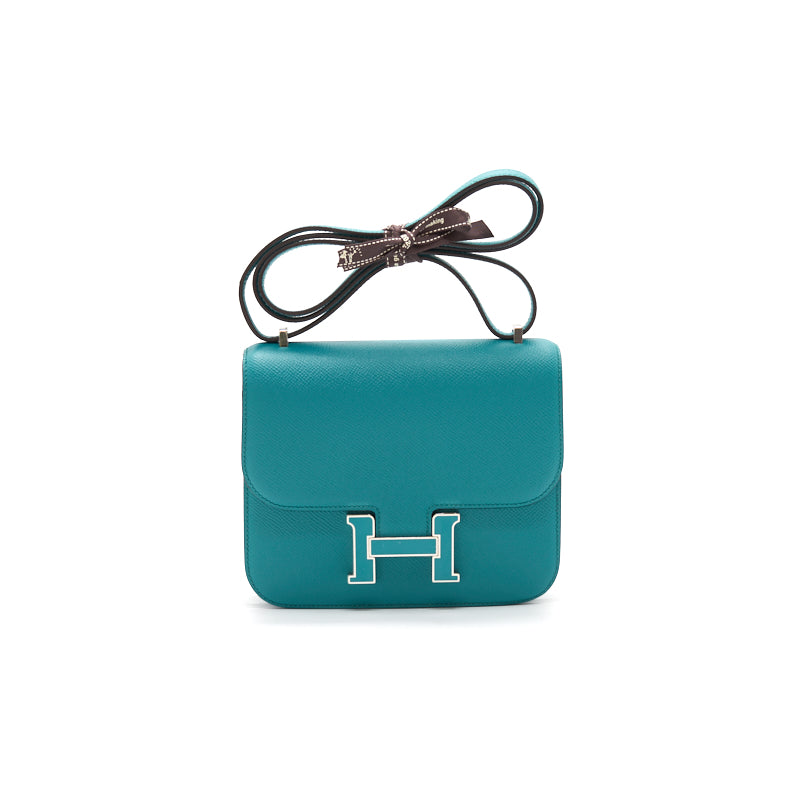 Hermès Mini Constance 18 7F Blue Paon & 1K Menthe with Enamel Hardwar