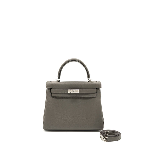 Hermes Kelly 25 Togo Gris Meyer SHW Stamp B