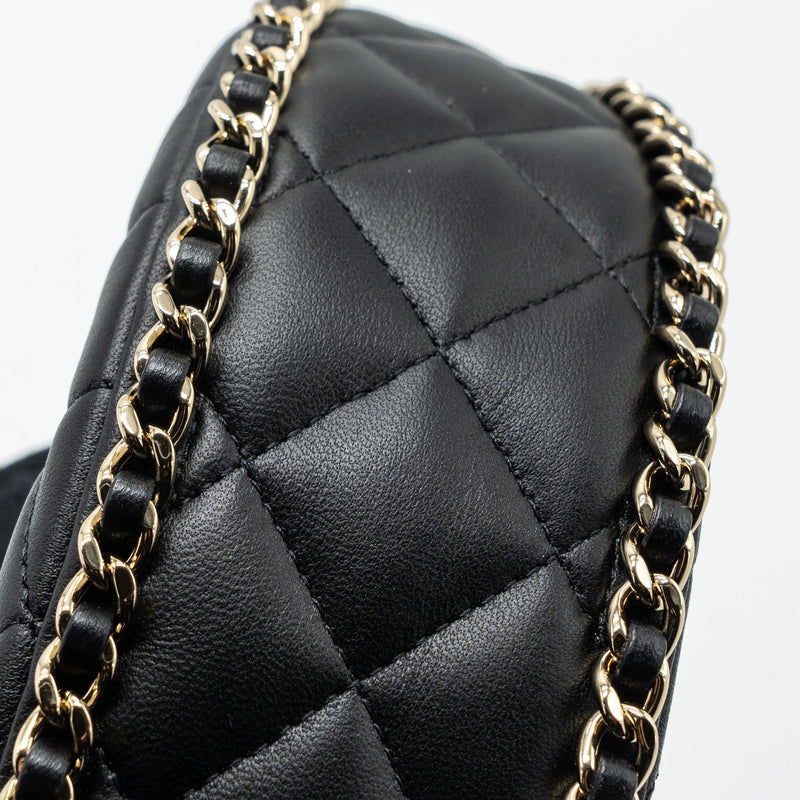 Chanel Small Moon Hobo Bag Lambskin Black LGHW (Microchip)