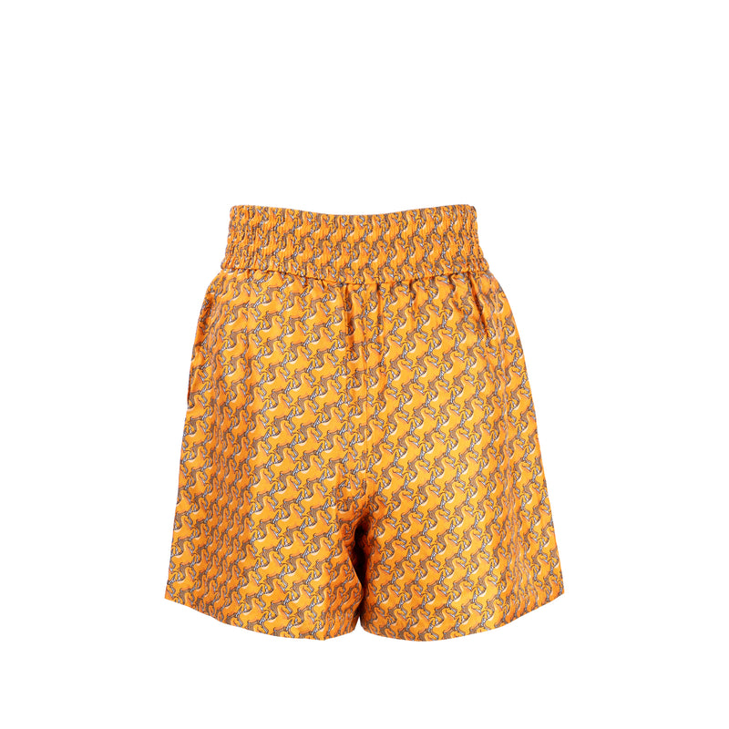 Burberry SIze 36 Unicorn Print Shorts Silk Orange /Multicolour