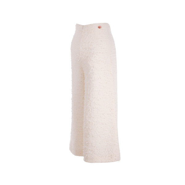 Chanel size 34 wide leg pents tweed white