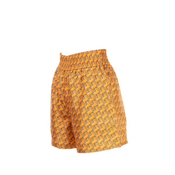 Burberry SIze 36 Unicorn Print Shorts Silk Orange /Multicolour