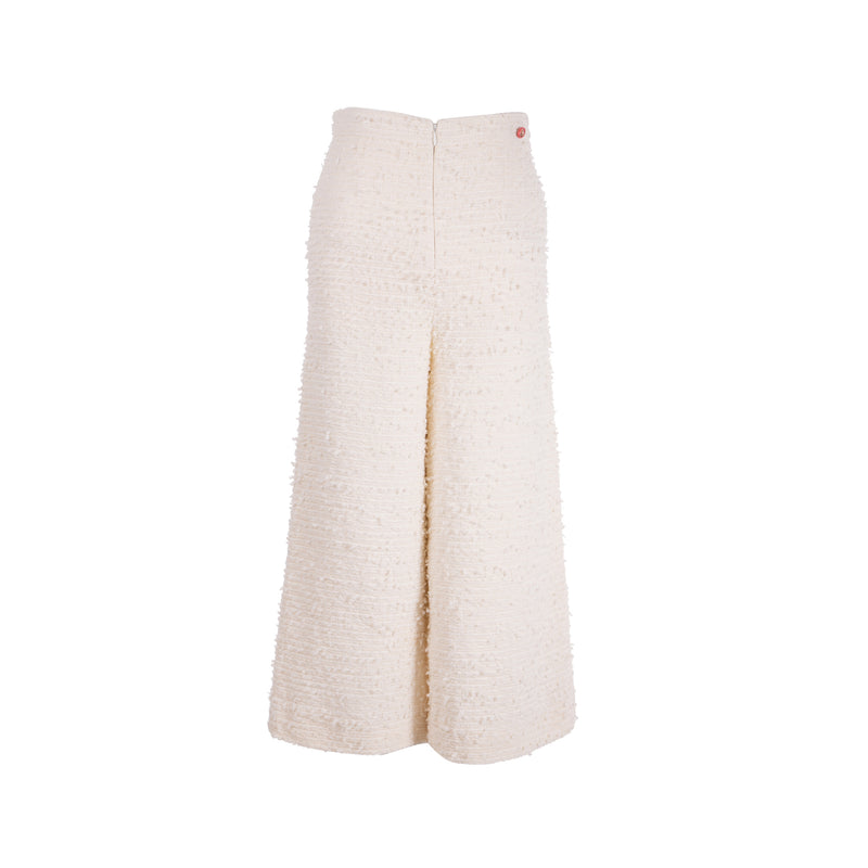 Chanel size 34 wide leg pents tweed white