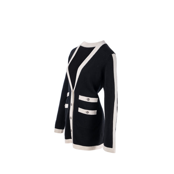 Chanel Size 42 Cardigan Cashmere Black/White