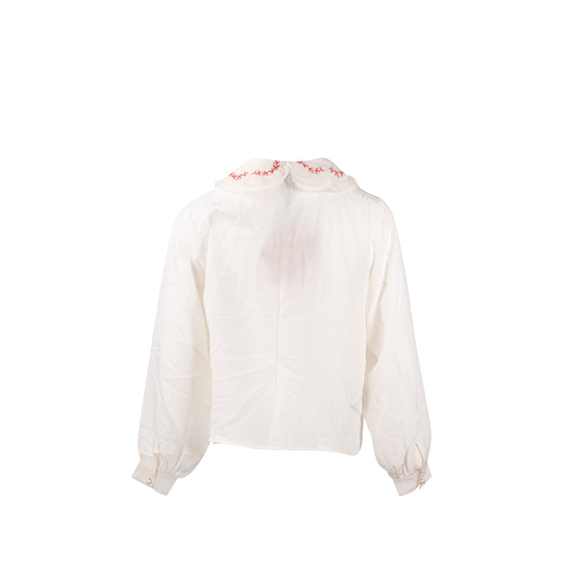 MIU MIU Size 36 Blouse Shirt With Pearl Silk/Cotton White