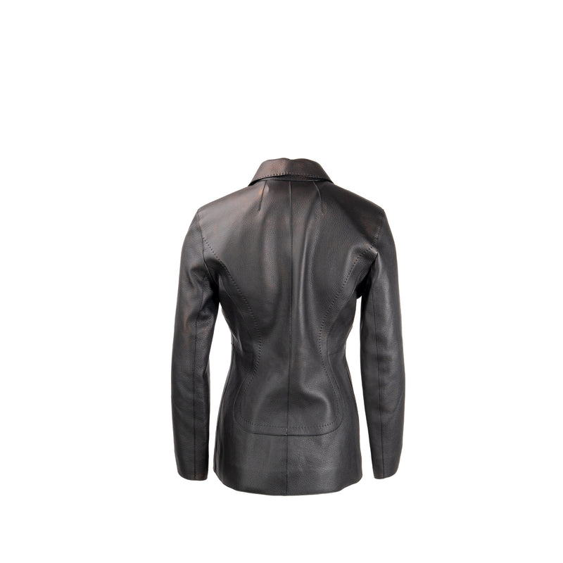 Hermes Size 36 Leather Jacket Deerskin Black SHW