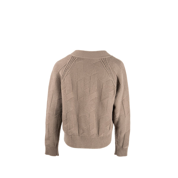 Hermes Size 34 H Pattern Cardigan Virgin Wool Gris / Etoupe