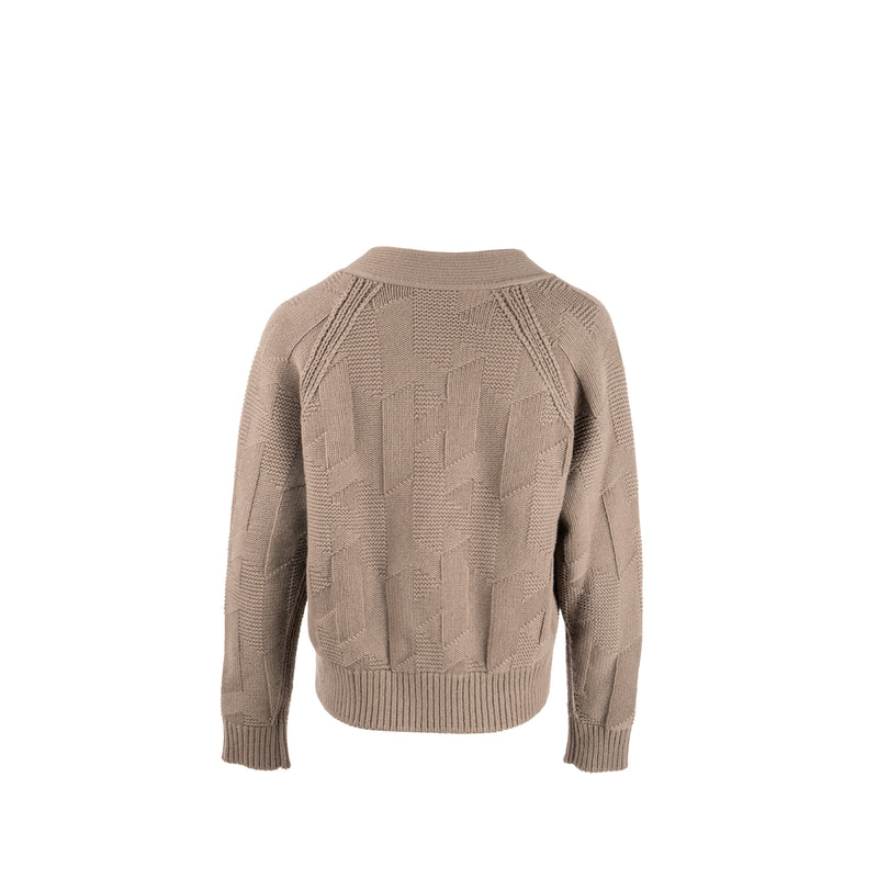 Hermes Size 34 H Pattern Cardigan Virgin Wool Gris / Etoupe