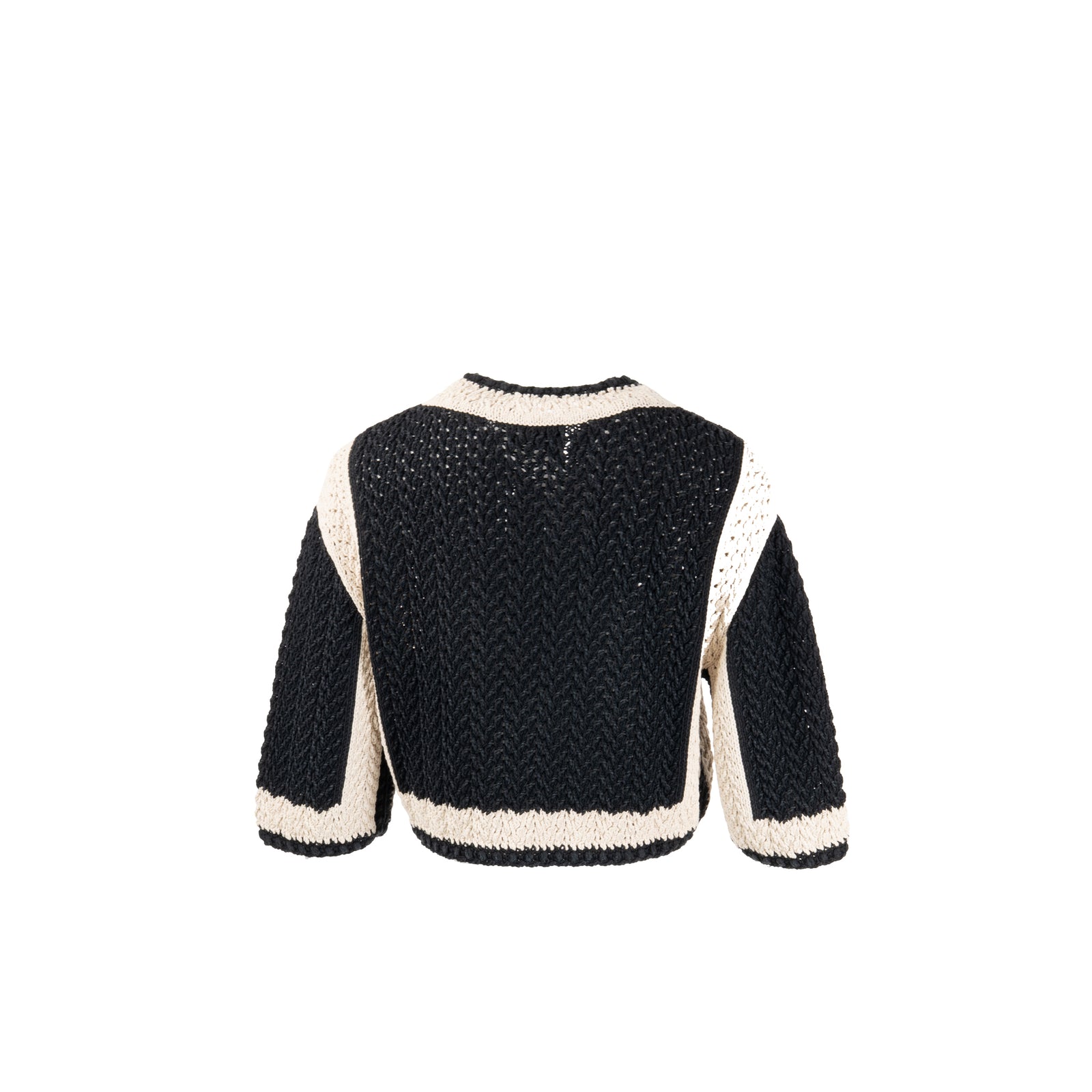 Chanel size 38 22C black and white knitted cardigan