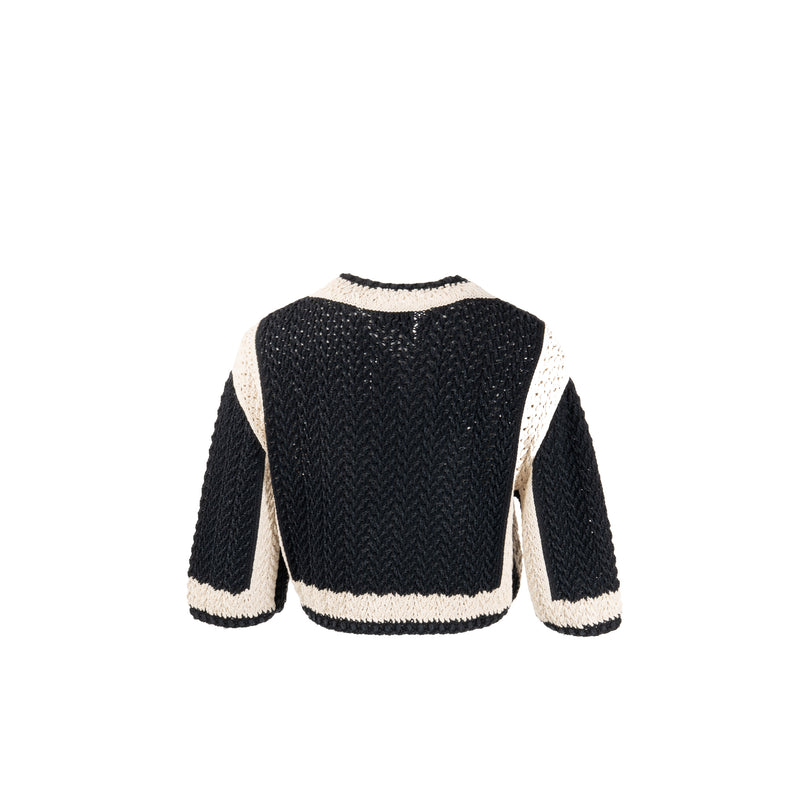 Chanel size 38 22C black and white knitted cardigan