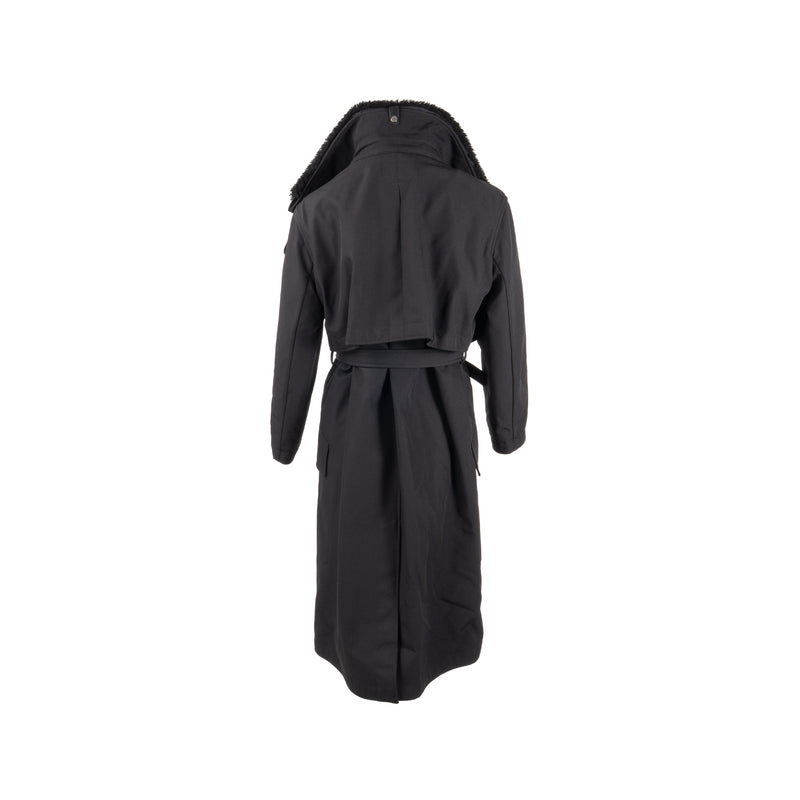 Hermes Size 34 Long Trench Coat Polyamide Black