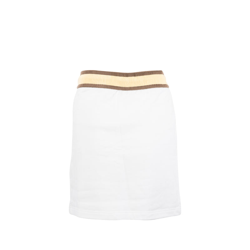 HERMES Size 38 Embroidered Mini Skirt Cotton White/Multicolour