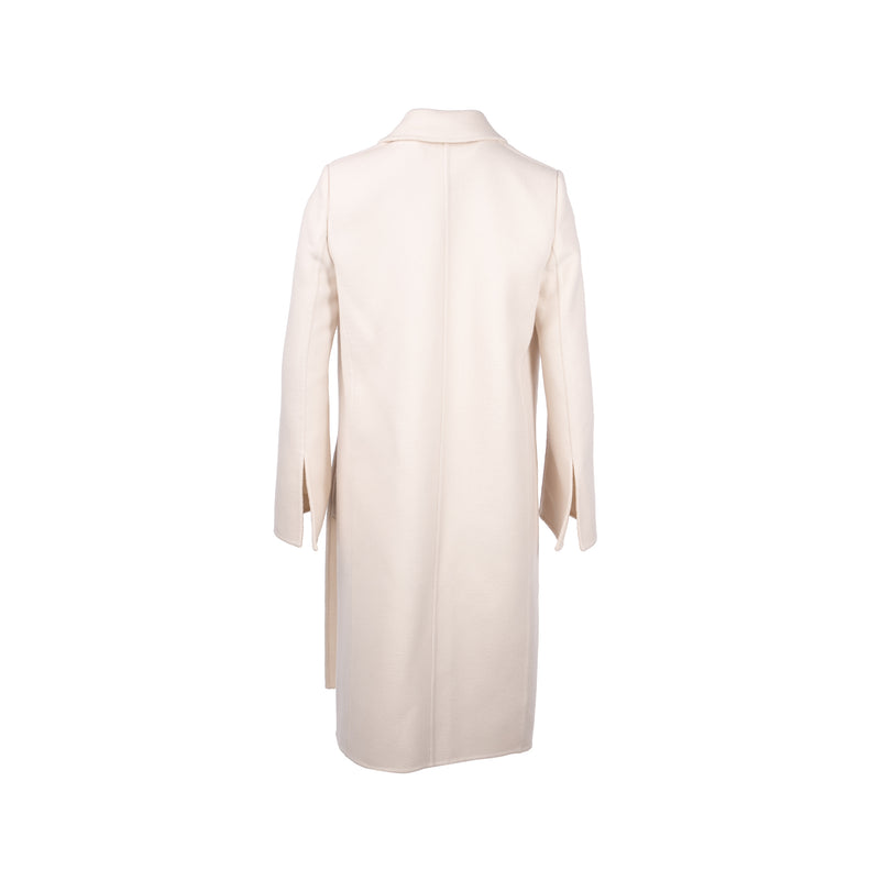 FENDI Size 36 Double Breasted Coat Wool White