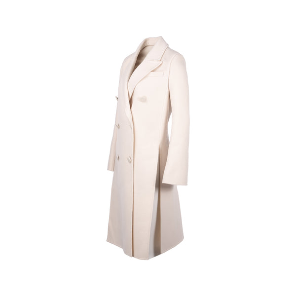 FENDI Size 36 Double Breasted Coat Wool White