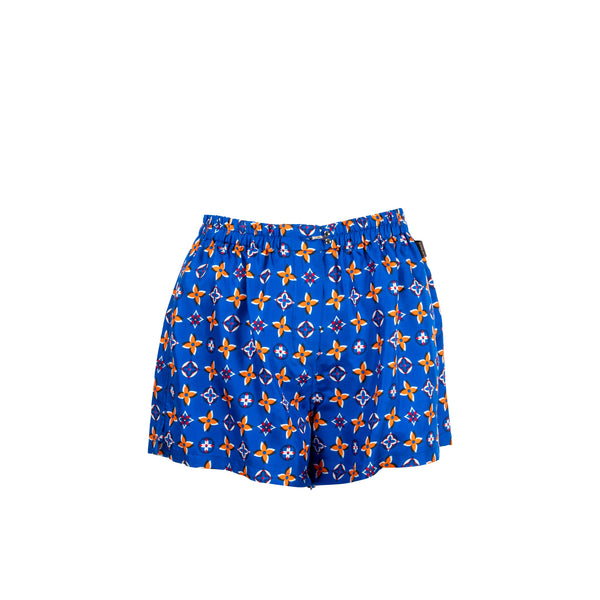 Louis Vuitton Size 34 Monogram Shorts Silk Blue/Multicolour