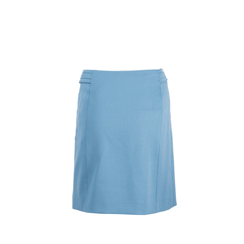 Hermes Size 34 Mini Skirt Virgin Wool Blue Tempete