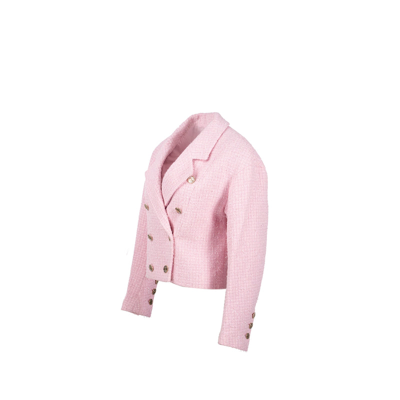 Chanel 21S Size 34 Tweed Jacket Cotton/ Polyester/ Acrylic Pink