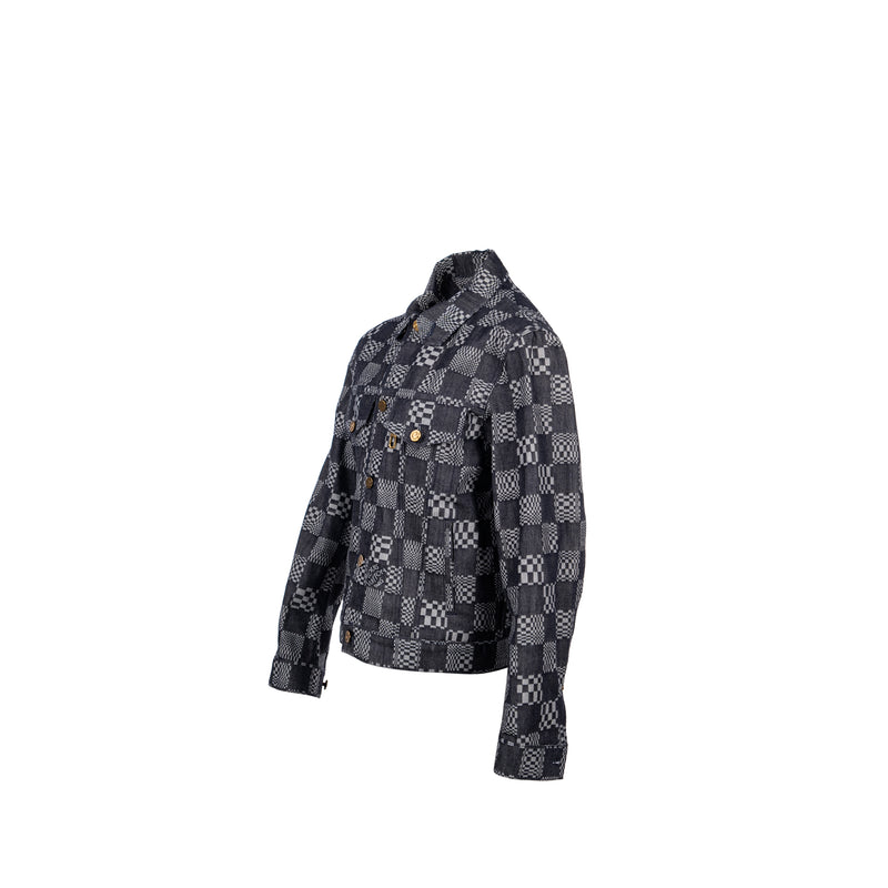 Louis Vuitton Size 46 Distorted Damier Denim Jacket Cotton Denim Navy