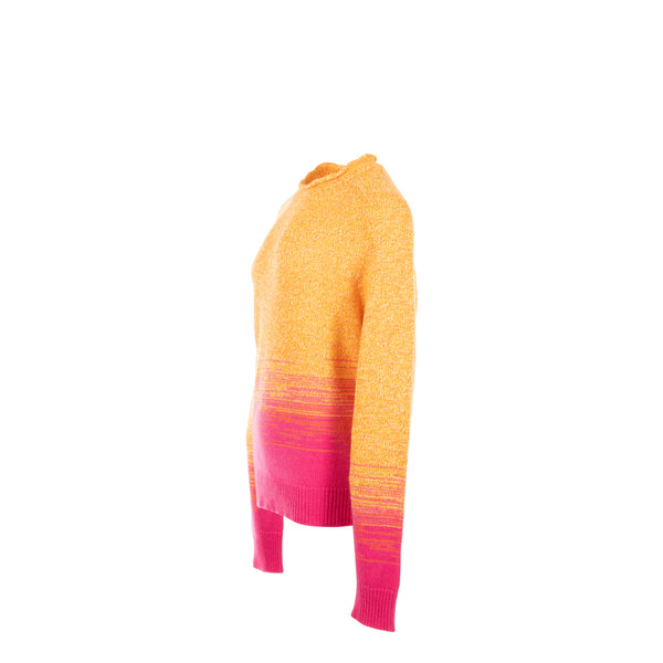 Hermes size m mouline ombre long sleeve crewneck sweater cashmere orange/pink
