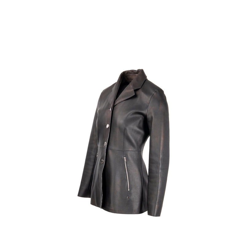 Hermes Size 36 Leather Jacket Deerskin Black SHW