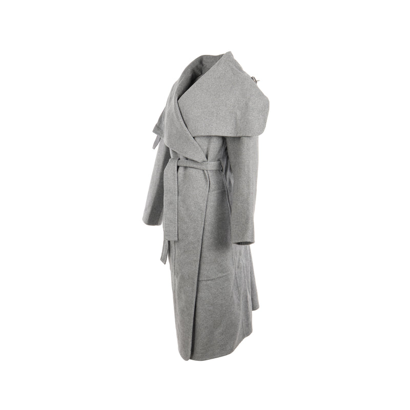Hermes Size 34 Double-face Long Inspi Couverture Coat Cashmere Gris Crayon
