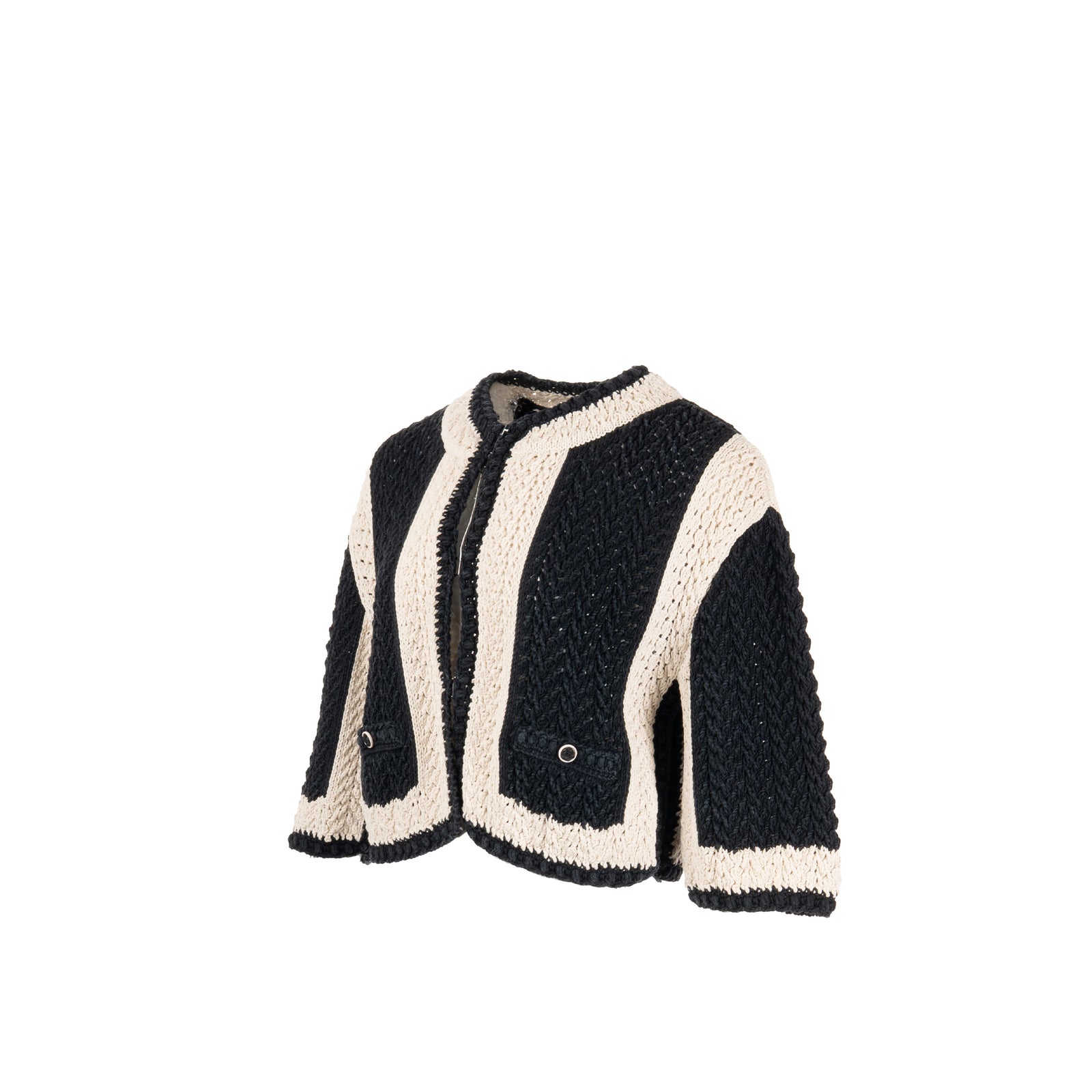 Chanel size 38 22C black and white knitted cardigan