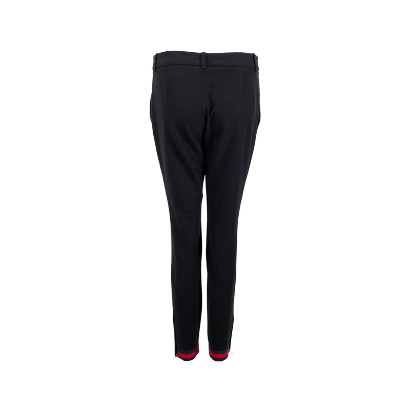 Gucci Size 40 Zip Finished Web Pants Cotton/Polyamide Black