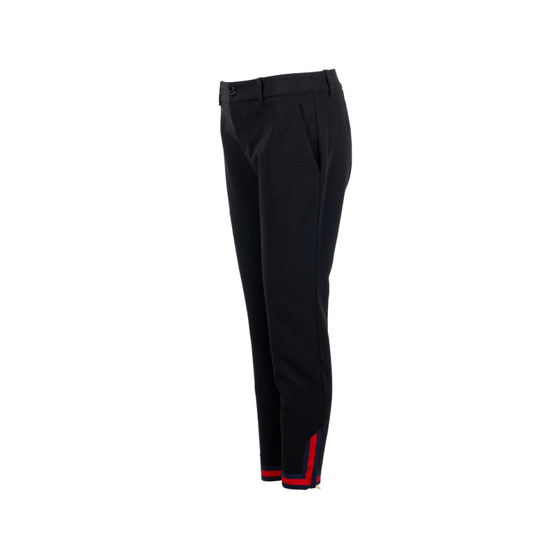 Gucci Size 40 Zip Finished Web Pants Cotton/Polyamide Black