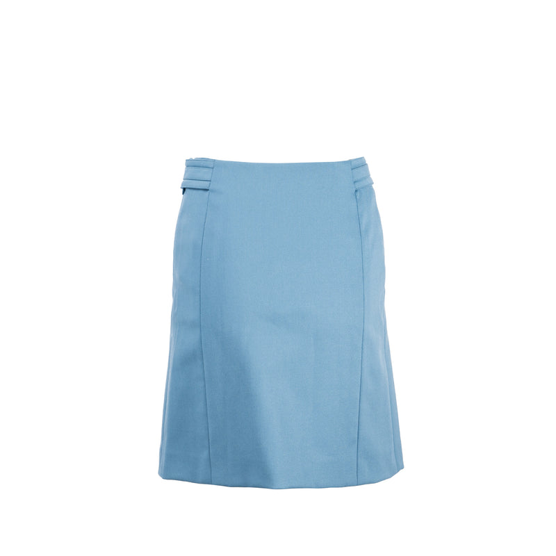 Hermes Size 34 Mini June Skirt Virgin Wool Blue Tempete