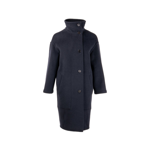Hermes Size 34 Cocon Double Face Manteau Coat Wool Bleu/Black