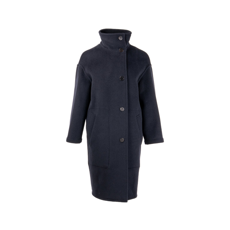 Hermes Size 34 Cocon Double Face Manteau Coat Wool Bleu/Black
