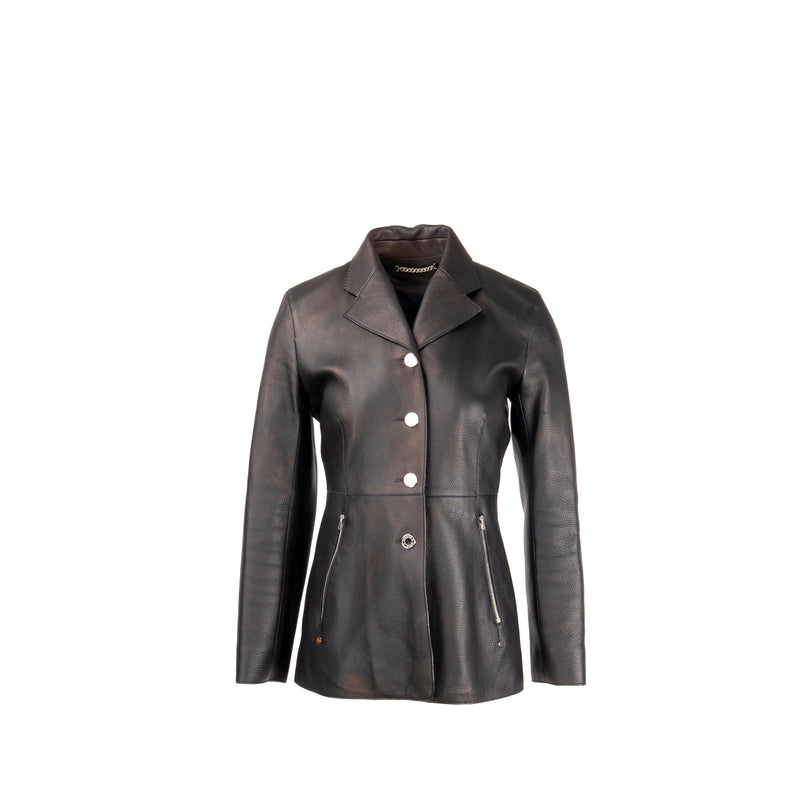 Hermes Size 36 Leather Jacket Deerskin Black SHW