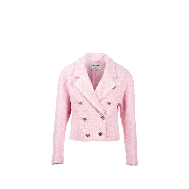 Chanel 21S Size 34 Tweed Jacket Cotton/ Polyester/ Acrylic Pink