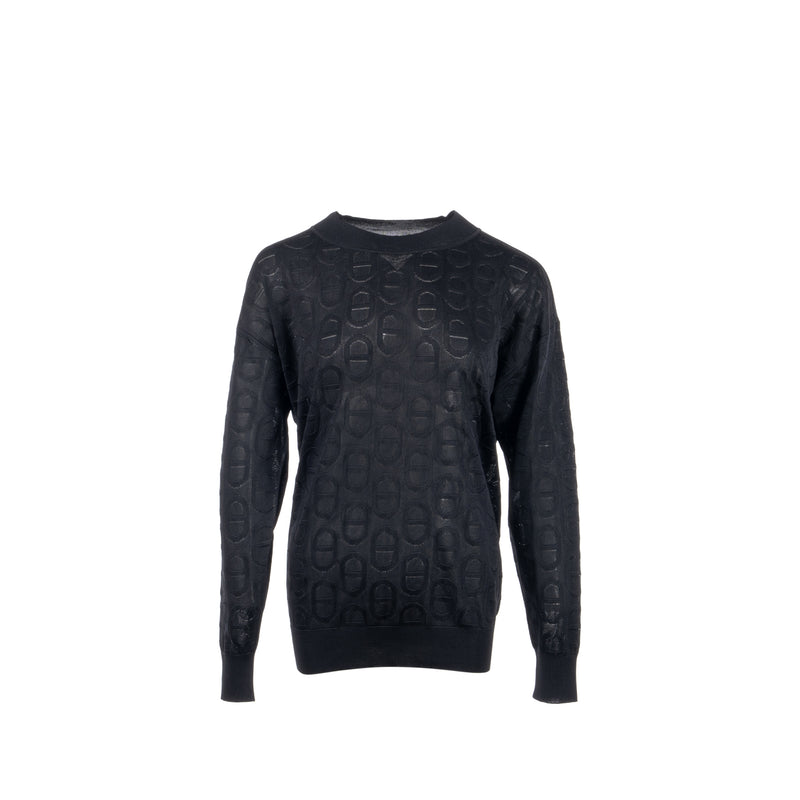 Hermes size 34 farandole print knitwear silk black